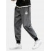 Mens Corduroy Applique Drawstring Cuffed Pants With Pocket